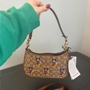 NWT Coach Disney X Teri Shoulder Bag in Signature/Mickey LIMITED EDITION CM196